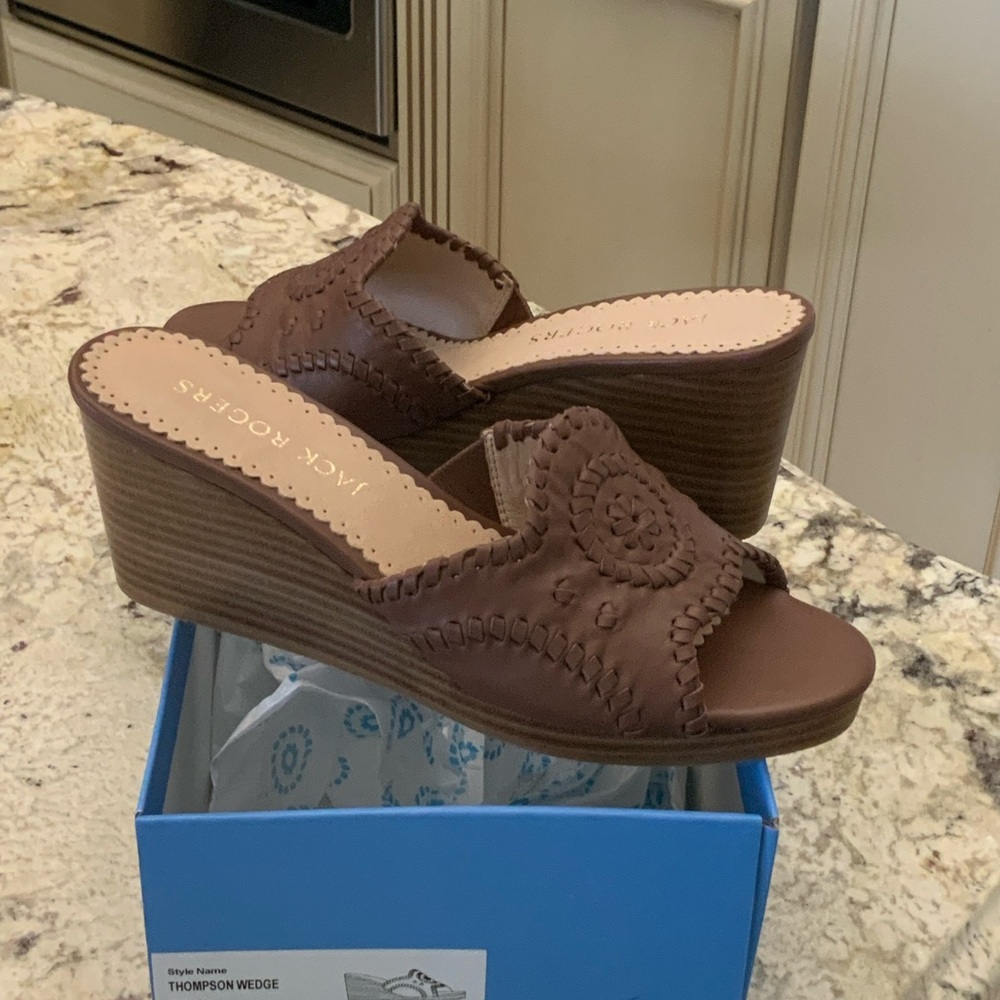 Jack Rogers Chocolate Brown Wedge Sandals